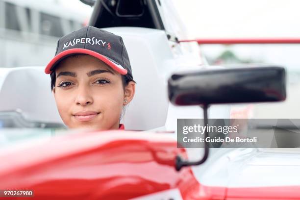 Amna Al Qubaisi, pilot of Abu-Dhabi racing team, is seen prior to the Italian Formula 4 Championship at Autodromo di Monza on May 31, 2018 in Monza,...