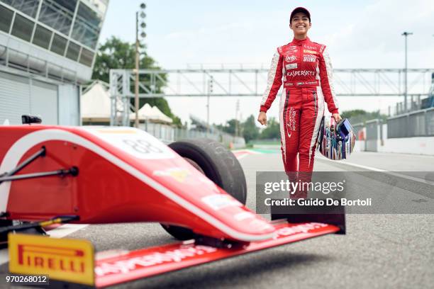 Amna Al Qubaisi, pilot of Abu-Dhabi racing team, is seen prior to the Italian Formula 4 Championship at Autodromo di Monza on May 31, 2018 in Monza,...