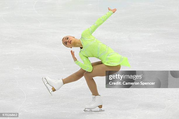 Kiira Korpi of Finland competes in the Ladies Short Program Figure Skating on day 12 of the 2010 Vancouver Winter Olympics at Pacific Coliseum on...