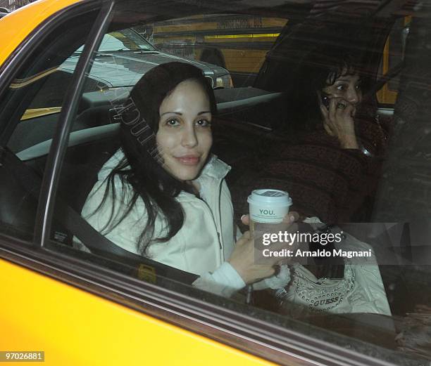 Nadya Suleman leaves her hotel February 24, 2010 in New York City.