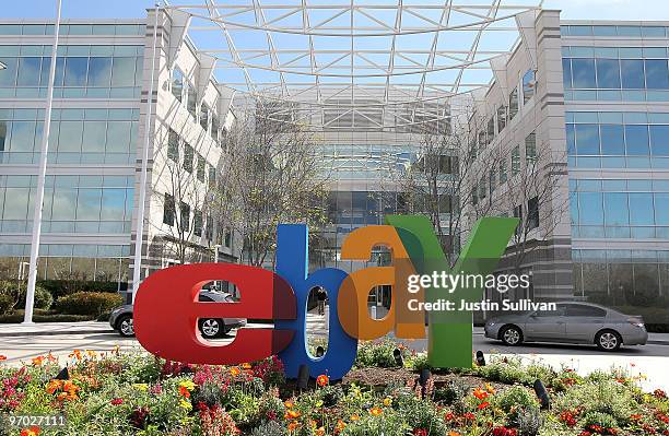 Sign is posted outside of the eBay headquarters February 24, 2010 in San Jose, California.