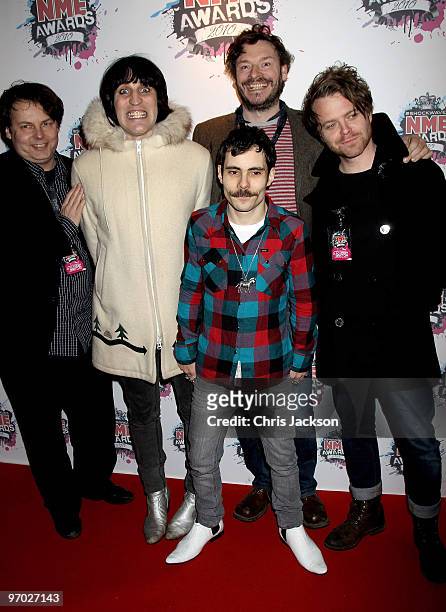 Noel Fielding and Julian Barratt of the Mighty Boosh arrive at the Shockwaves NME Awards 2010 at Brixton Academy on February 24, 2010 in London,...