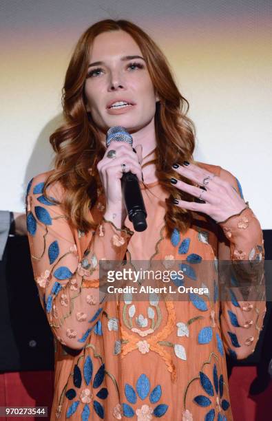 Actress Chloe Dykstra participates in the Q&A at the 2018 Dances With Films Festival - Premiere Of "Diminuendo" held at TCL Chinese 6 Theatres on...