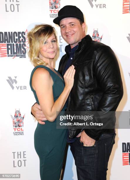 Actress Gigi Edgley and director Jed Luczynski arrive for the 2018 Dances With Films Festival - Premiere Of "Diminuendo" held at TCL Chinese 6...