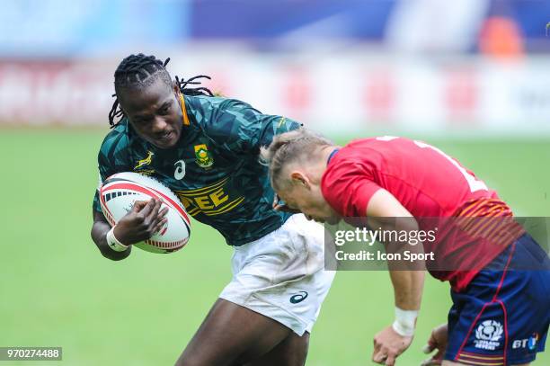 Seabelo Senatla of South Africa during match between South Africa and Scotland at the HSBC Paris Sevens, stage of the Rugby Sevens World Series at...