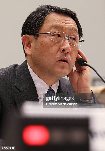 Toyota Motor Corporation President and CEO Akio Toyoda testifies before the House Oversight and Government Reform Committee hearing on Capitol Hill...