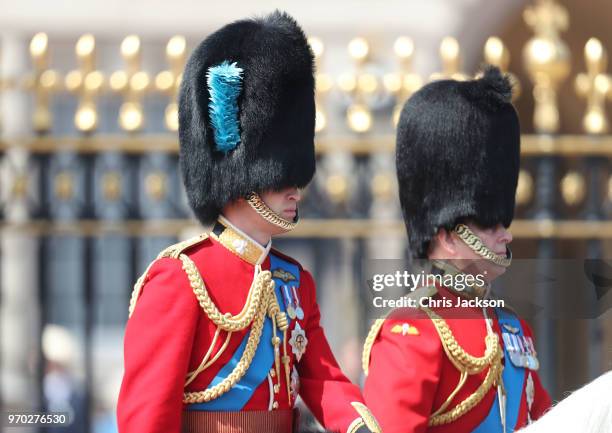 Prince William, Duke of Cambridge and Prince Andrew, Duke of York during Trooping The Colour on the Mall on June 9, 2018 in London, England. The...