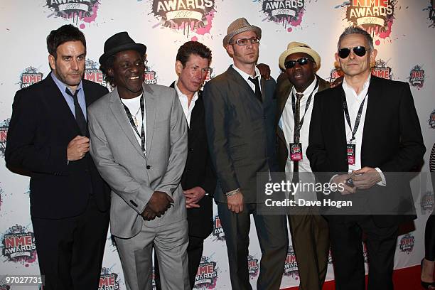 Terry Hall, Neville Staple, Roddy Byers, John Bradbury, Lynval Golding and Nik Torp of The Specials arrive at the Shockwaves NME Awards 2010 held at...