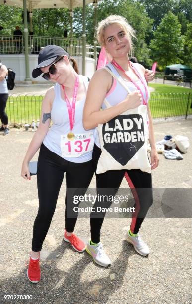Clare Wright and Camille Benett attend the Lady Garden 5K & 10K run in aid of Silent No More Gynaecological Cancer Fund in Hyde Park on June 9, 2018...
