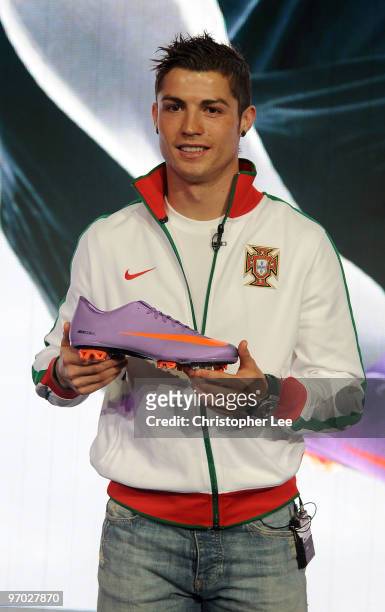 Cristiano Ronaldo unveils the new Nike Mercurial Vapor Superfly II boots he will wear for the rest of the domestic season, and at the World Cup,...