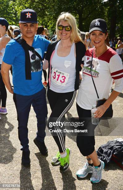 Stuart Watts, Meredith Ostrom and Catalina Guirado attend the Lady Garden 5K & 10K run in aid of Silent No More Gynaecological Cancer Fund in Hyde...