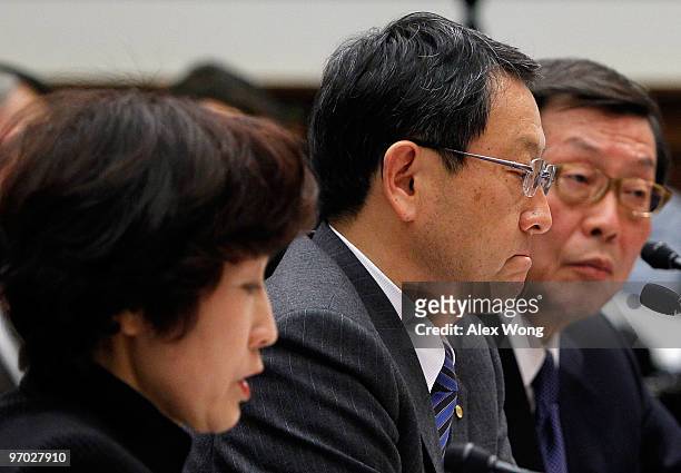 Toyota Motor Corporation President and CEO Akio Toyoda and Toyota Motor North Ameica CEO Yoshiumi Inaba testify before the House Oversight and...