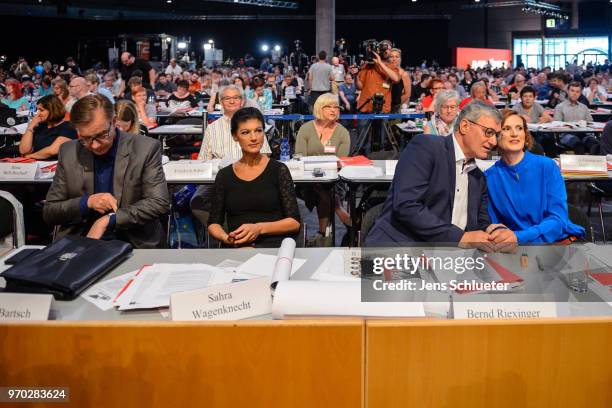 Dietmar Bartsch, Bundestag faction co-leader of Die Linke, Sahra Wagenknecht, Bundestag faction co-leader of Die Linke, Bernd Rixinger, co-leader of...