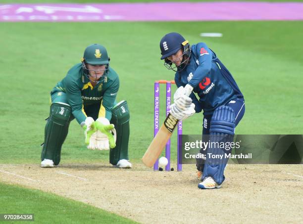 Danielle Wyatt of England bats during the 1st ODI: ICC Women's Championship match between England Women and South Africa Women at New Road on June 9,...