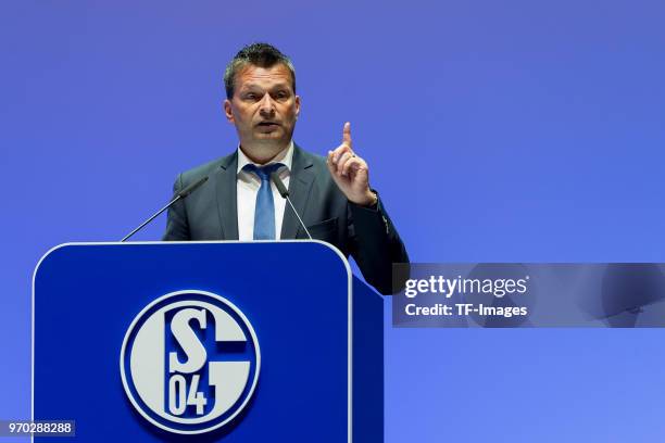 Manager Christian Heidel during the FC Schalke 04 general assembly at Veltins Arena on June 3, 2018 in Gelsenkirchen, Germany.