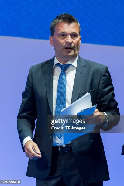 Manager Christian Heidel during the FC Schalke 04 general assembly at Veltins Arena on June 3, 2018 in Gelsenkirchen, Germany.