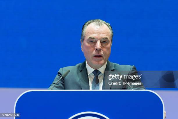 Clemens Toennies during the FC Schalke 04 general assembly at Veltins Arena on June 3, 2018 in Gelsenkirchen, Germany.