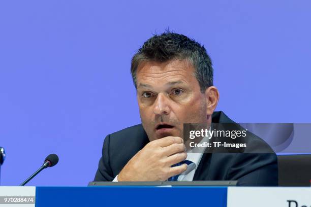 Manager Christian Heidel during the FC Schalke 04 general assembly at Veltins Arena on June 3, 2018 in Gelsenkirchen, Germany.