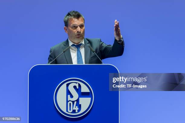 Manager Christian Heidel during the FC Schalke 04 general assembly at Veltins Arena on June 3, 2018 in Gelsenkirchen, Germany.