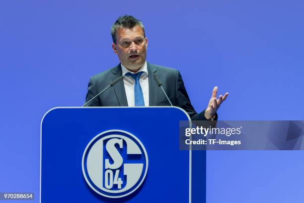 Manager Christian Heidel during the FC Schalke 04 general assembly at Veltins Arena on June 3, 2018 in Gelsenkirchen, Germany.