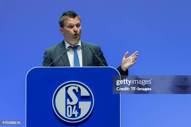 Manager Christian Heidel during the FC Schalke 04 general assembly at Veltins Arena on June 3, 2018 in Gelsenkirchen, Germany.