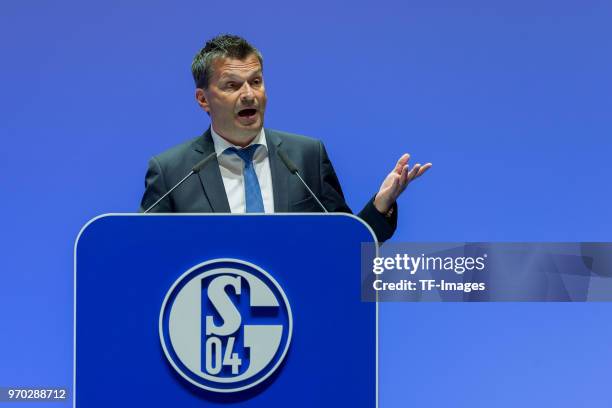 Manager Christian Heidel during the FC Schalke 04 general assembly at Veltins Arena on June 3, 2018 in Gelsenkirchen, Germany.