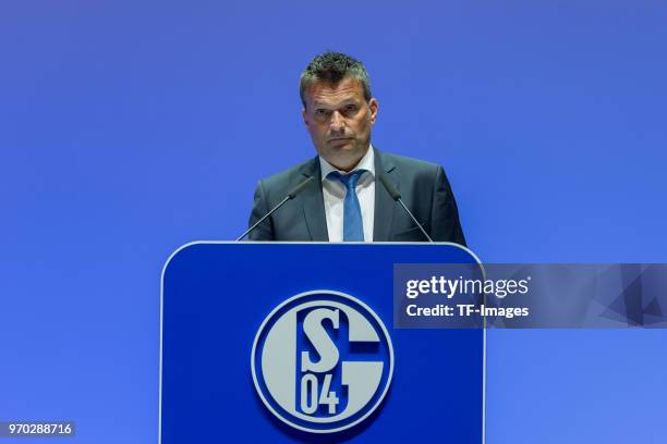 Manager Christian Heidel during the FC Schalke 04 general assembly at Veltins Arena on June 3, 2018 in Gelsenkirchen, Germany.