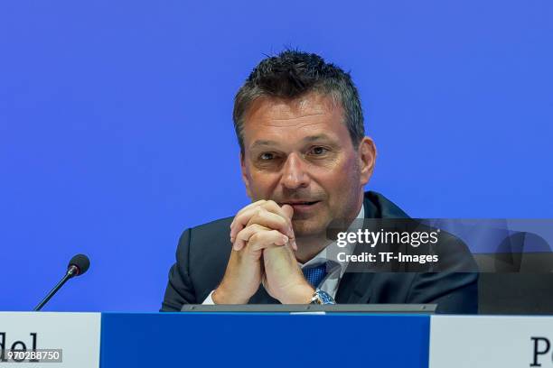 Manager Christian Heidel during the FC Schalke 04 general assembly at Veltins Arena on June 3, 2018 in Gelsenkirchen, Germany.