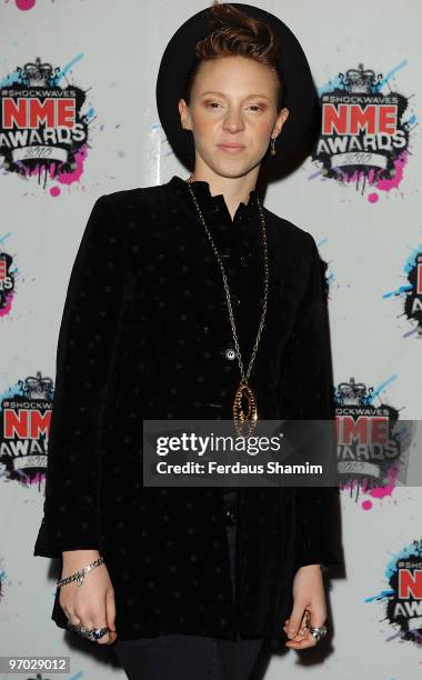 Elly Jackson of La Roux attends the Shockwaves NME Awards 2010 at Brixton Academy on February 24, 2010 in London, England.