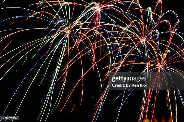 jelly bean colored fireworks - ken ilio stock-fotos und bilder