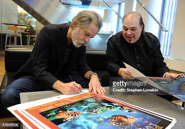 Singer/musician Bob Weir and artist Ioannis at SIRIUS XM Studio on February 24, 2010 in New York City.