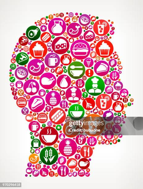 man's face portrait food and diet vector icon background - pie face stock illustrations