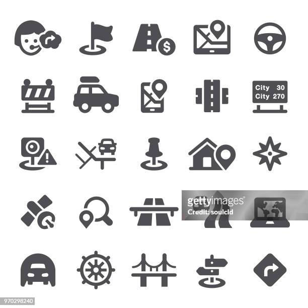 navigation icons - road intersection stock illustrations
