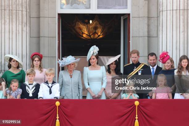 Princess Eugenie, Princess Beatrice, Camilla, Duchess Of Cornwall, Catherine, Duchess of Cambridge, Meghan, Duchess of Sussex, Prince Harry, Duke of...