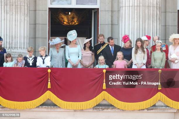 Members of the royal family, including the Duchess of Cornwall , Duchess of Cambridge , the Duke and Duchess of Sussex and Peter Phillips and his...