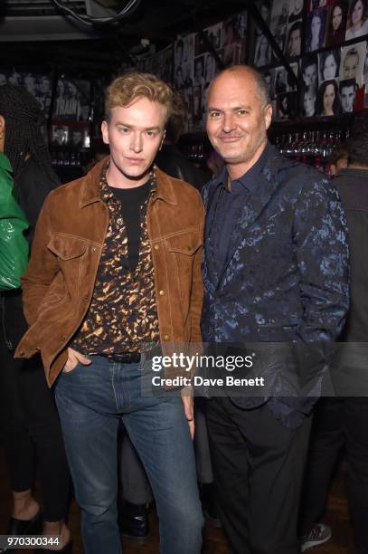 Fletcher Cowan and Paul Price attend the TOPMAN LFWM party during London Fashion Week Men's June 2018 at the Phoenix Artist Club on June 8, 2018 in...