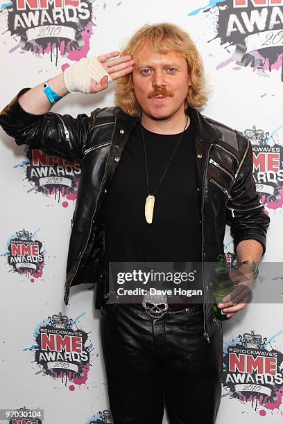 Leigh Francis poses in front of the winners boards at the Shockwaves NME Awards 2010 held at Brixton Academy on February 24, 2010 in London, England.