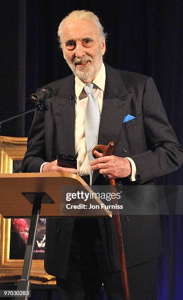 Christopher Lee attends Curiouser and Curiouser: The Genius of Alice In Wonderland, an evening celebrating Lewis Carrol's original manuscript on the...