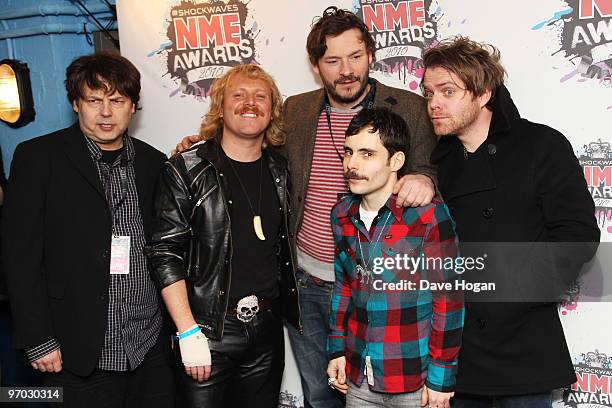 The cast of The Mighty Boosh, Rich Fulcher, Julian Barratt, Mike Fielding and Dave Brown pose with Leigh Francis in front of the winners boards at...