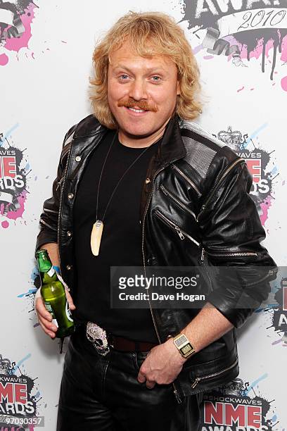 Leigh Francis poses in front of the winners boards at the Shockwaves NME Awards 2010 held at Brixton Academy on February 24, 2010 in London, England.