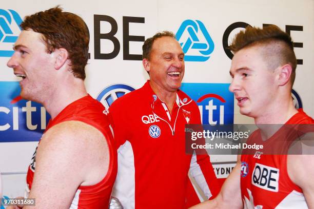 Swans head coach John Longmire reacts during the round 12 AFL match between the St Kilda Saints and the Sydney Swans at Etihad Stadium on June 9,...