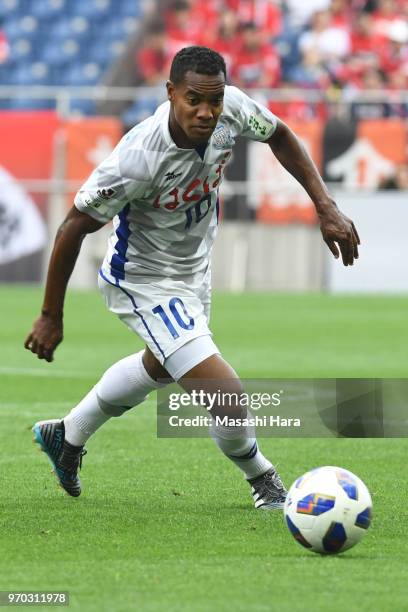 Lins of Ventforet Kofu in action during the J.League Levain Cup Play-Off second leg between Urawa Red Diamonds and Ventforet Kofu at Saitama Stadium...