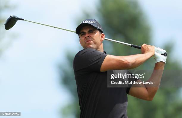 Dimiritios Papadatos of Australia tees off on the 8th hole during day three of the 2018 Shot Clock Masters at Diamond Country Club on June 9, 2018 in...