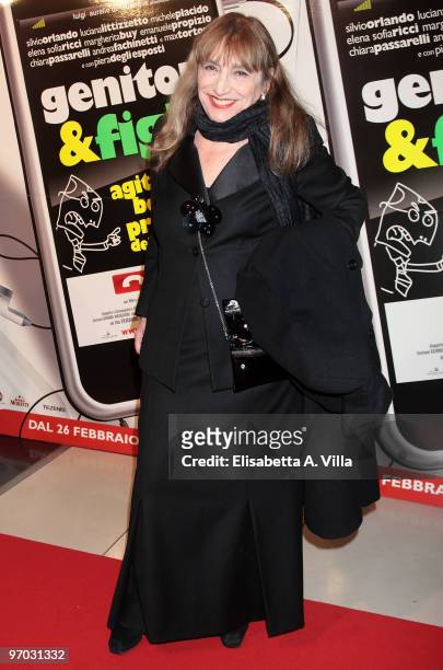 Italian actress Piera Degli Esposti attends the premiere of ''Genitori & Figli: Agitare Bene Prima Dell'Uso'' at the Adriano Cinema on February 24,...