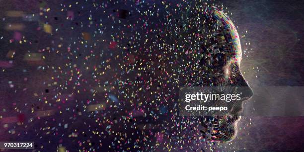 multi color plazas de reunión mediados de aire a la cabeza de forma - ideas brillantes fotografías e imágenes de stock