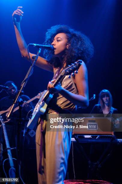 Corinne Bailey Rae performs on stage at Shepherds Bush Empire on February 24, 2010 in London, England.