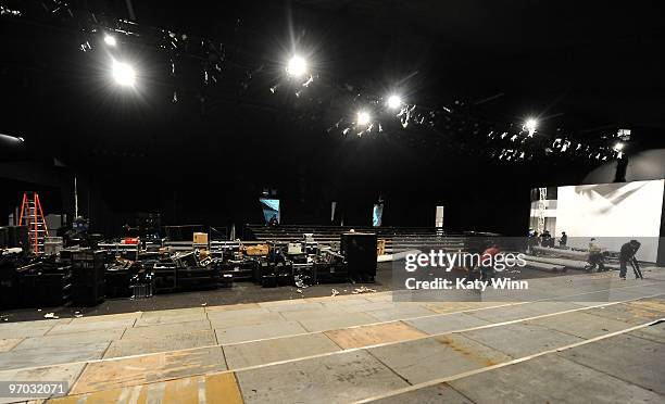 General view of the 2010 Fall Collection Mercedes Benz Fashion Week tent deconstruction in Bryant Park for the last time on February 19, 2010 in New...