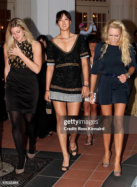 Nickole Raymond of IMG, Michelle Wie of the USA and Natalie Raymond of the USA during the Welcome Reception prior to the start of the HSBC Women's...