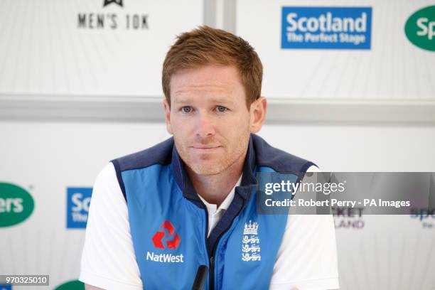 England captain Eoin Morgan during a press conference at The Grange, Edinburgh.