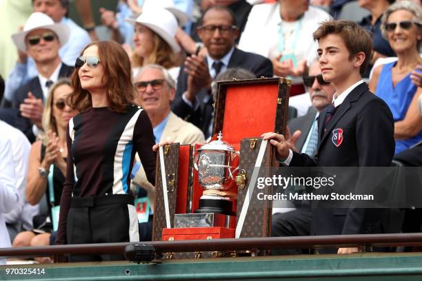 The ladies singles trophy is presented inside Court Suzanne Lenglen prior to the Ladies Singles Final between Sloane Stephens of The United States...